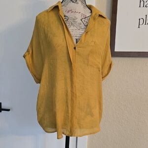 Elegant Mustard Button-Down Shirt
